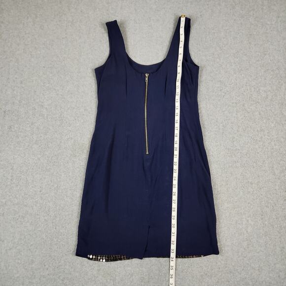 🌼UK Style French Connection Dress Size 4 Navy Blue Sleeveless Faux Sequins - Picture 12 of 14